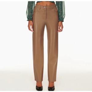 Wilfred‎ by Aritzia The Melina Pant Vegan Faux Leather Camel Patina Brown Size 6
